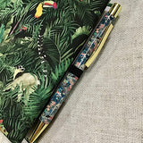 Address and Birthday Book with Pen / Hand Covered Fabric Book / Rainforest - Little Bun Designs UK