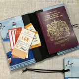 Handmade Travel Wallet & Luggage Tag / Passport Cover / Fabric Passport Holder /