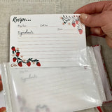 Handmade Recipe Journal with Recipe Cards / Strawberry Design