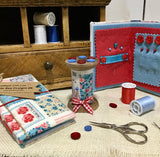 Vintage Sewing Accessories / Handmade Needle Book / Scissor Holder / Tape Measure