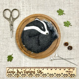 Sleeping Badger Pincushion / Handmade Pin Cushion / Woodland Sewing Accessories / Needle Minder