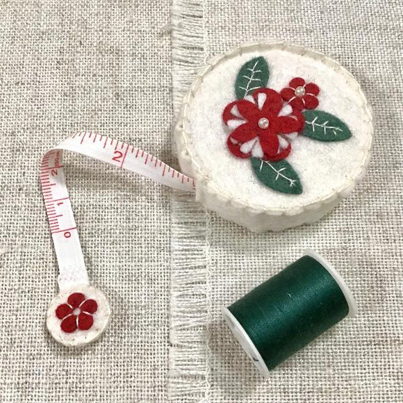 Flower Tape Measure / Hand Sewn Felt Tape Measure / Strawberry Sewing Accessory