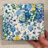 Address & Birthday Book + Pen / Hand Covered Fabric Book / Floral Design Blue
