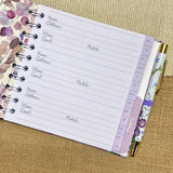 Address & Birthday Book / Hand Covered Fabric Book / Floral Design Lilac Roses