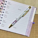 Address & Birthday Book / Hand Covered Fabric Book / Floral Design Lilac Roses