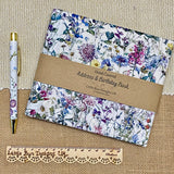 Address & Birthday Book + Pen / Hand Covered Fabric Book / Meadow Design