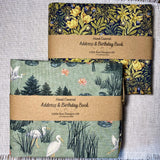 Address & Birthday Book + Pen / Hand Covered Fabric Book / Rainforest