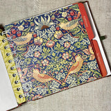 Address & Birthday Book / Hand Covered Fabric Book / Strawberry Thief Design