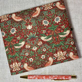 Address & Birthday Book / Hand Covered Fabric Book / Strawberry Thief Design
