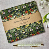 Address & Birthday Book + Pen / Strawberry Thief Fabric Book