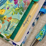 Address & Birthday Book + Pen / Hand Covered Fabric Book / Floral Design Blue