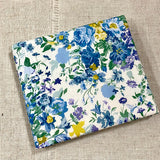 Address & Birthday Book + Pen / Hand Covered Fabric Book / Floral Design Blue