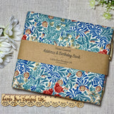 Address & Birthday Book + Pen / Hand Covered Fabric Book / Strawberry Thief Design