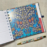 Address & Birthday Book + Pen / Hand Covered Fabric Book / Strawberry Thief Design