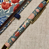 Address & Birthday Book + Pen / Hand Covered Fabric Book / Strawberry Thief Design