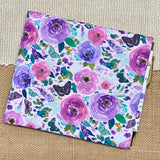 Address & Birthday Book / Hand Covered Fabric Book / Floral Design Lilac Roses