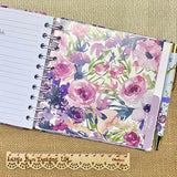 Address & Birthday Book / Hand Covered Fabric Book / Floral Design Lilac Roses