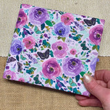 Address & Birthday Book / Hand Covered Fabric Book / Floral Design Lilac Roses
