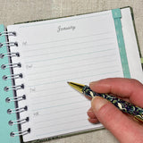 Address & Birthday Book + Pen / Hand Covered Fabric Book / Rainforest