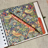 Address & Birthday Book / Hand Covered Fabric Book / Strawberry Thief Design