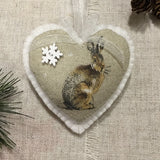 Scented Christmas Decoration / Snow Hare Heart - Little Bun Designs UK