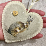 Lavender Sachet / Woodland Heart Hanging / Hare Gifts / Lavender Heart Decoration - Little Bun Designs UK