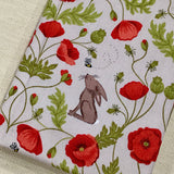 A6 Poppy and Hare Notebook / Fabric Address Book / Bookmark - Little Bun Designs UK