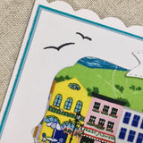 Handmade Seaside Fabric Card - Little Bun Designs UK