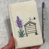 Beehive Embroidered Notebook / A6 Linen Notebook - Little Bun Designs UK