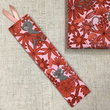 Floral Cats Fabric A6 Notebook / Address Book / Cherry Colour - Little Bun Designs UK