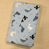 A6 Whale Notebook / Fabric Address Book / Bookmark - Little Bun Designs UK