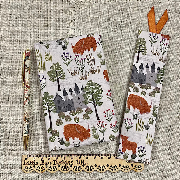 Highland Cow Fabric Notebook / Address Book - Little Bun Designs UK