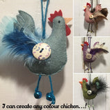 Handmade Felt Chicken / Christmas  Decoration - Little Bun Designs UK