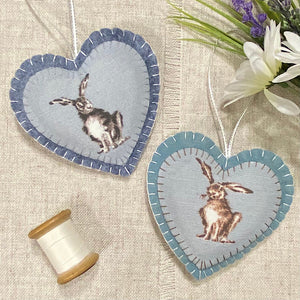 Lavender Hare Heart Decoration - Little Bun Designs UK
