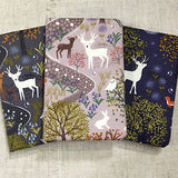 Midnight Woodland Notebook / Fabric Address Book - Little Bun Designs UK