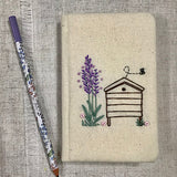 Beehive Embroidered Notebook / A6 Linen Notebook - Little Bun Designs UK