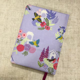 Garden birds notebook / Fabric covered notebook / A6 notebook  / address book - Little Bun Designs UK