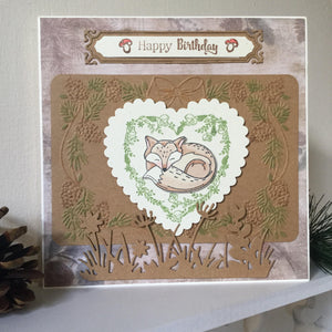 Woodland Fox Handmade Birthday Card - Little Bun Designs UK