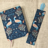 Peacock notebook / A6 fabric notebook / address book / bookmark - Little Bun Designs UK