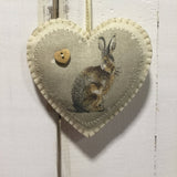 Lavender Sachet / Woodland Heart Hanging / Hare Gifts / Lavender Heart Decoration - Little Bun Designs UK