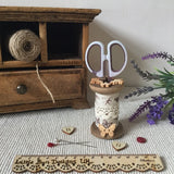 Scissor holder / scissor keeper / wooden cotton reel / vintage cotton reel  / natural design