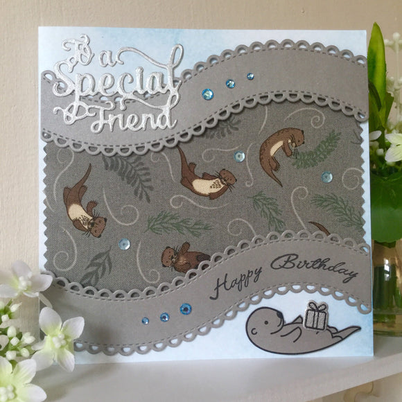 Otter Birthday Handmade Card - Little Bun Designs UK