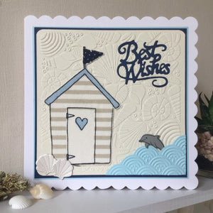 Dolphin & Beach Hut Birthday Card - Little Bun Designs UK