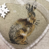 Scented Christmas Decoration / Snow Hare Heart - Little Bun Designs UK