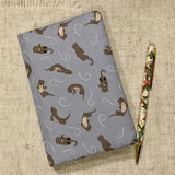 A6 Otter notebook / fabric covered notebook / address book / Otter Gifts - Little Bun Designs UK