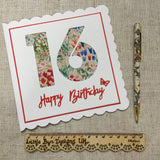 Age Birthday Card / Handmade Fabric Card - Little Bun Designs UK