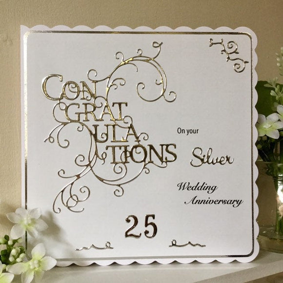 Personalised Silver Wedding Anniversary Card - Little Bun Designs UK