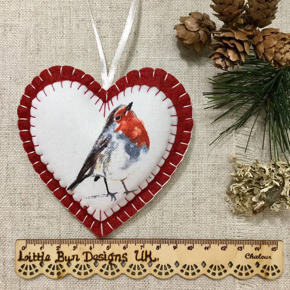 Scented Christmas Decoration / Winter Robin Heart - Little Bun Designs UK