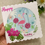 Flamingo Fabric Birthday Card - Little Bun Designs UK