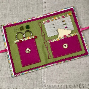 Large Needle Case with Scissor Pocket / Handmade Needle Book / Sewing Accessory Case